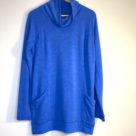 HP! TEK GEAR DRYTEK Long Sleeve Pullover High-Neck Tara Blue Athletic Top Shirt - Picture 1 of 8